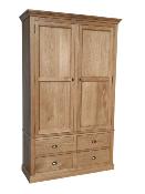 Armoire en Chene Massif 2 Portes et 4 Tiroirs Style Campagne | 135