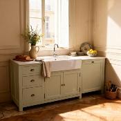 Meuble évier de Cuisine  avec Lave vaisselle  en Bois Var | Evier Tradition 2 Bacs