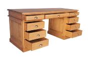 Bureau Ministre en Bois Massif   9 Tiroirs  Camille | 170