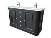 Meuble Salle de Bain Monaco 150  en Pin  Classique Chic | plateau Krion Blanc