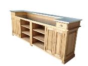 Comptoir de Bar Suisse en Bois Massif / Double plateau Inox | 280 cm