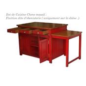 Ilot central en chêne table coulissante