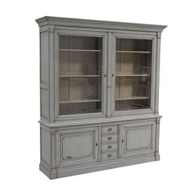 Bibliotheque Vitrine Directoire Bois Massif