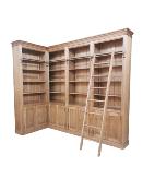 Bibliotheque en Bois Massif sur mesure en Angle avec echelle