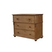 commode 3 tiroirs en Pin Massif pieds boules