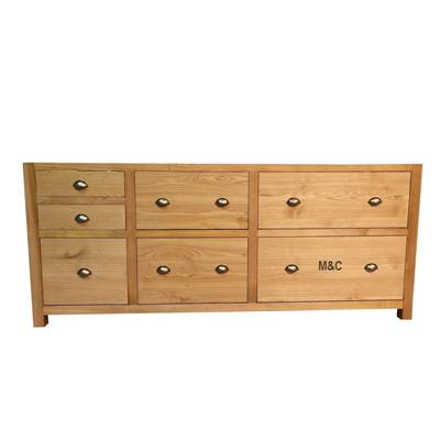 Casserolier 7 Tiroirs en Bois Retro Chic sur Mesure 215 long