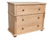 commode 3 tiroirs en Pin Massif pieds boules