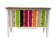 Commode ALICE  de style  Classique Chic / Multi-rayures multicolores