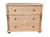 commode 3 tiroirs en Pin Massif pieds boules