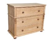 commode 3 tiroirs en Pin Massif pieds boules