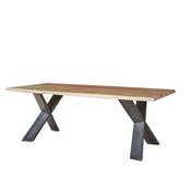 Table plateau Chêne Massif Pieds Métal en X | Extensible 