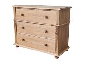 commode 3 tiroirs en Pin Massif pieds boules