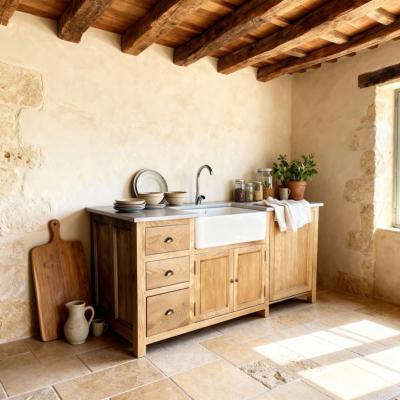 Meuble sous evier de cuisine en Bois  avec Lave vaisselle |185