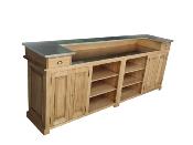 Comptoir de Bar Suisse en Bois Massif / Double plateau Inox | 280 cm