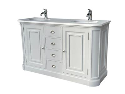 Meuble Salle de Bain Monaco 150  en Pin  Classique Chic | plateau Krion Blanc