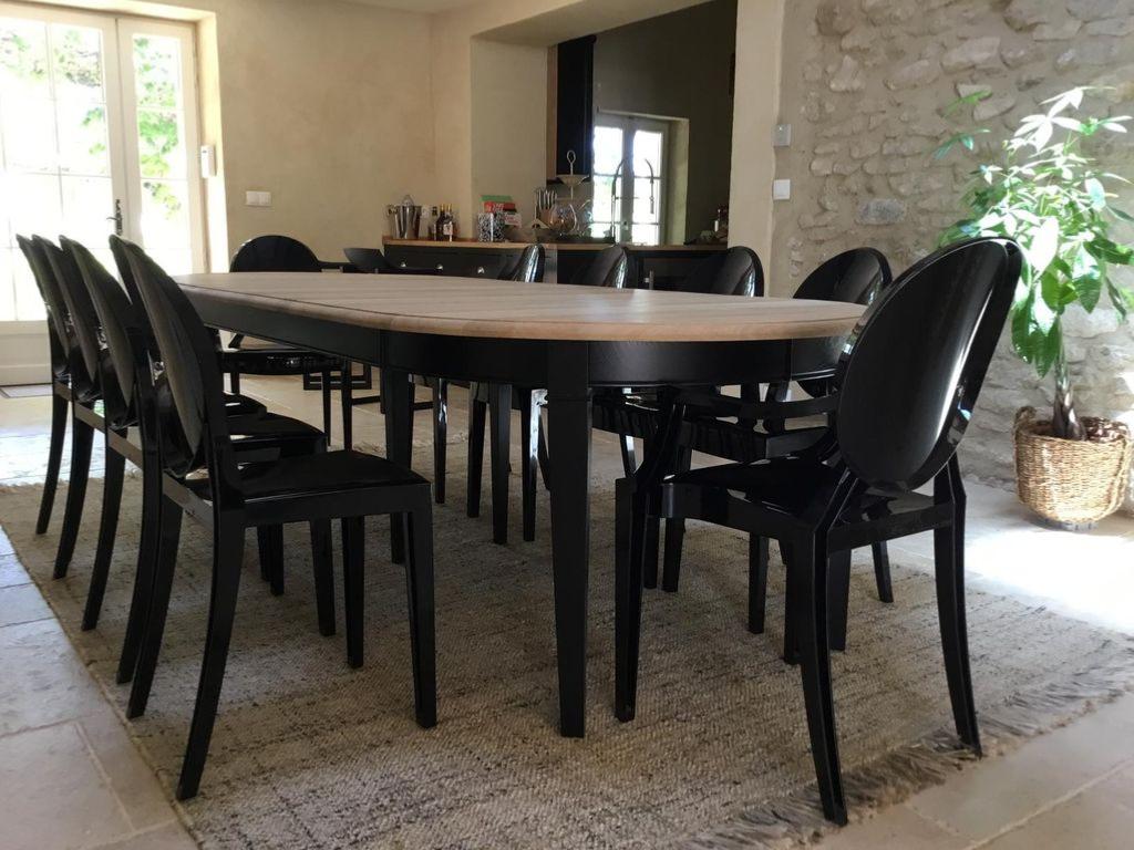 Meuble Cuisine et Table Rabattable Noir et Châtaignier