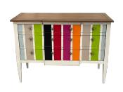 Commode ALICE  de style  Classique Chic / Multi-rayures multicolores