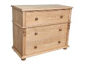 commode 3 tiroirs en Pin Massif pieds boules