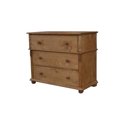commode 3 tiroirs en Pin Massif pieds boules