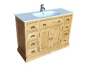 Meuble salle de Bain en Pin massif Shaker 8 Tiroirs Miel | 121 cm