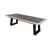 Table de Séjour  Contemporaine Extensible  en Bois et Céramique avec piètement Fer  | New York 