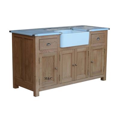 Meuble sous evier de cuisine 4 portes en Chêne