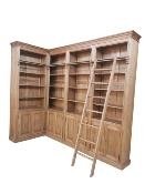 Bibliotheque en Bois Massif sur mesure en Angle avec echelle